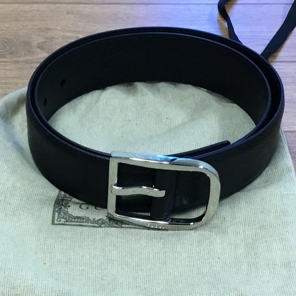 Authentic Gucci Belt Black leather chrome Gucci buckle size 85-34 - Picture 4 of 11